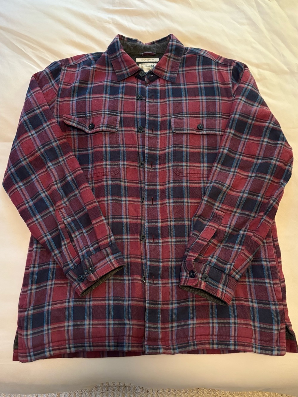 LL Bean Men's Fleece-Lined Flannel Shirt, Traditional Fit, Plaid